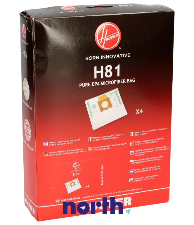 Worki Pure Epa H81 4szt. do odkurzacza Hoover Telios Extra,1