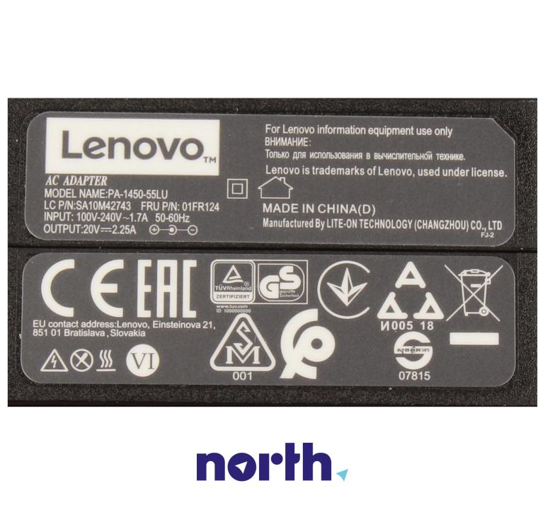 Ładowarka bez kabla zasilającego do laptopa Lenovo 01FR124,4