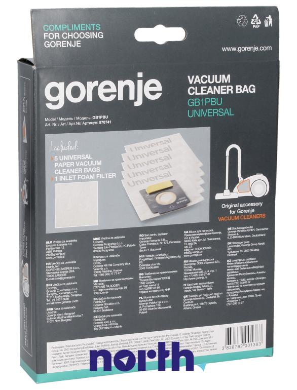 Worki papierowe do odkurzacza Gorenje 570741,1