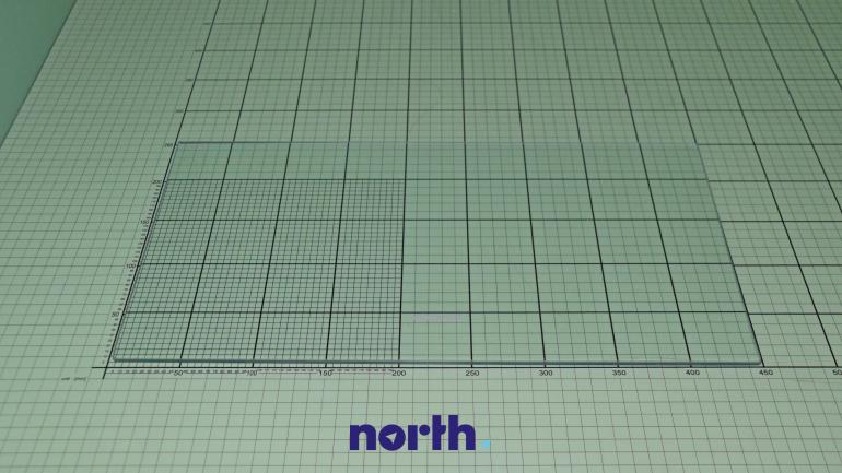Półka szklana z ramkami do chłodziarki 44.5x25.4x0.4 Amica 1021937,0