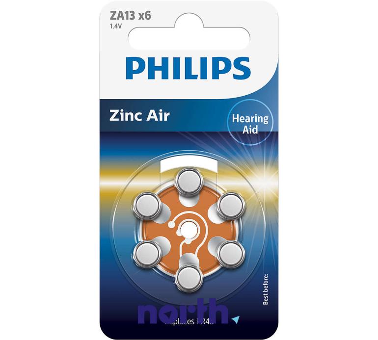 Bateria do aparatów słuchowych ZA13 Philips (6szt.),0