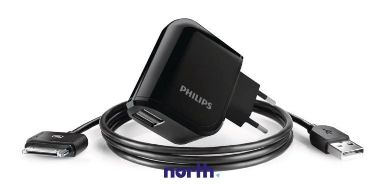 Ładowarka sieciowa z kablem lightning i 2 gniazdami USB do smartfona PHILIPS DLP2207I/12 DLP2207I12,0