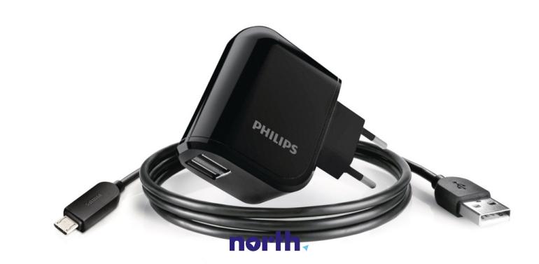 Ładowarka sieciowa z kablem i 2 gniazdami USB do smartfona Philips DLP2207U/12 DLP2207U12,0