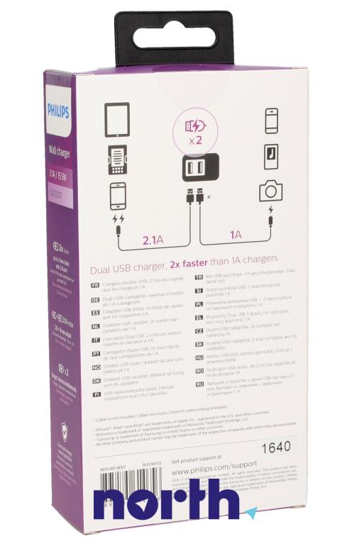 Ładowarka sieciowa z 2 gniazdami USB do smartfona Philips DLP2307/12 DLP230712,4