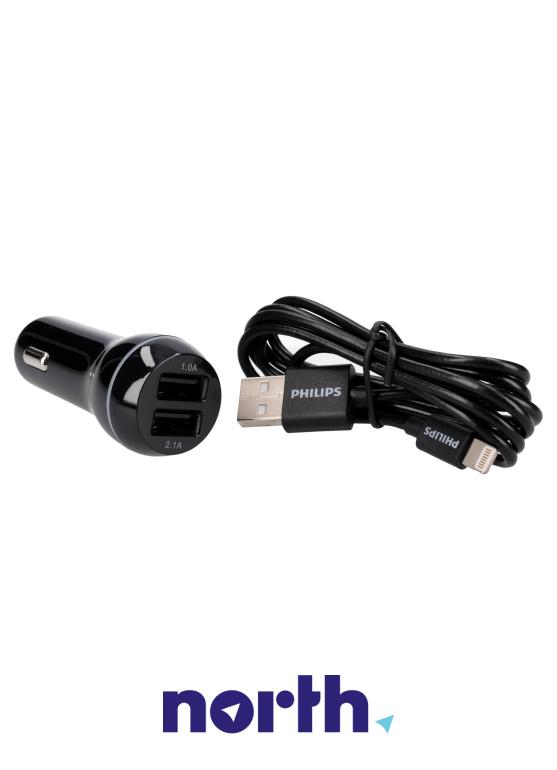 Ładowarka samochodowa z kablem lightning i 2 gniazdami USB do smartfona Apple DLP2357V/10 DLP2357V10,0