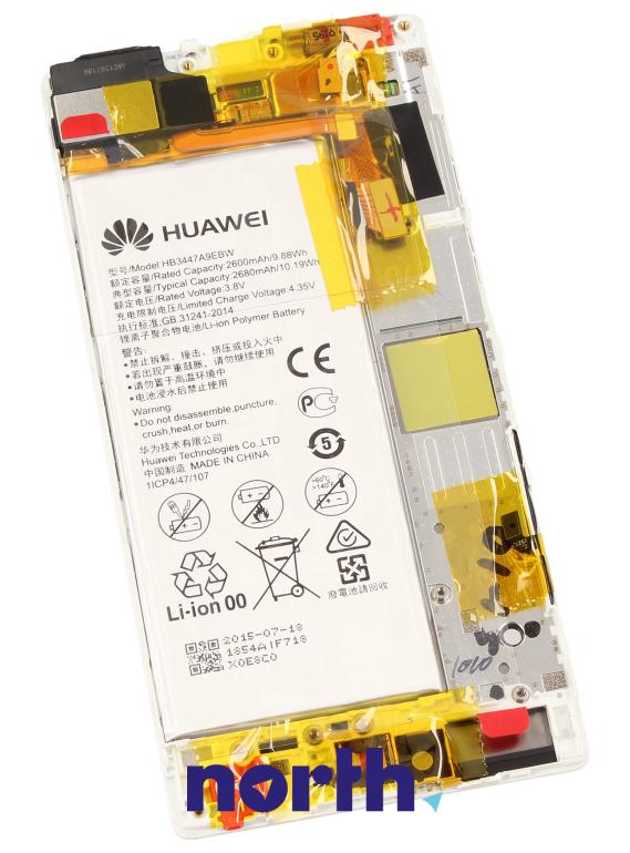 Wyświetlacz LCD z obudową i baterią do smartfona Huawei P8 02350GRS,1