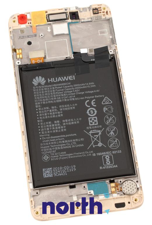 Wyświetlacz LCD z obudową i baterią do smartfona Huawei Y7 02351GEQ,1