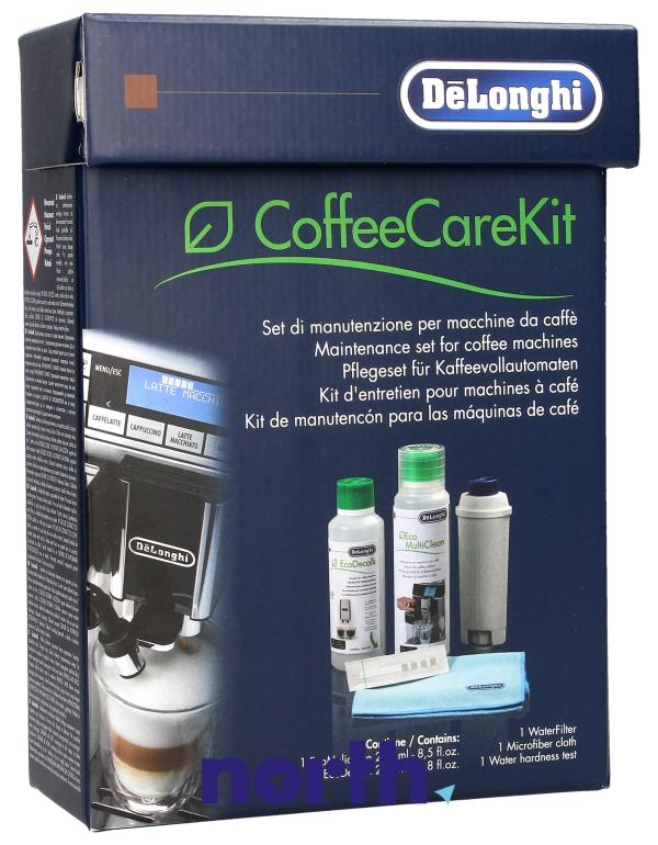 DeLonghi CoffeeCareKit: odkamieniacz + filtr wody + płyn do czyszczenia modułu mlecznego do ekspresu,0