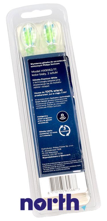 Końcówki Sonicare (2szt.) Premium White do szczoteczki do zębów Philips HX6942/10,5