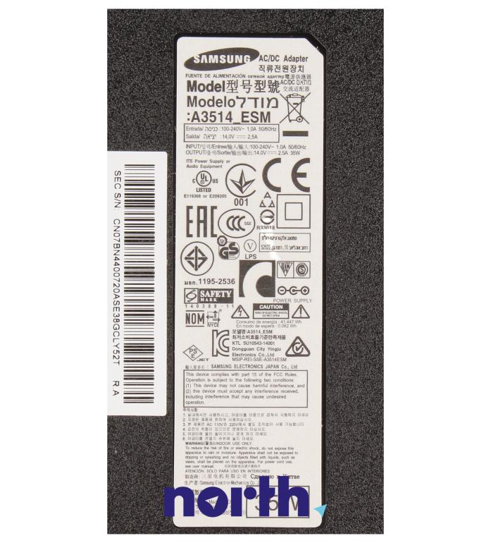 Ładowarka do laptopa do Samsung LS24E390HL/EN,5